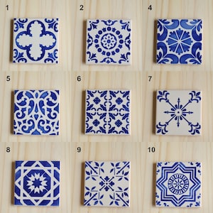 Coasters SET, ceramic Tiles, portuguese tiles hand painted,  DIY, Do It yourself your own set with your favorite patterns and collors