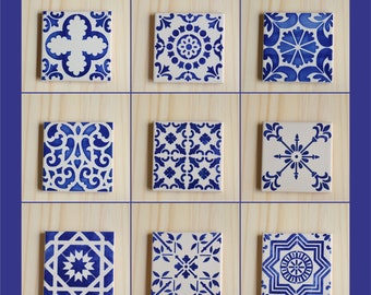 Request a sample, portuguese pattern tiles in cobalt blue