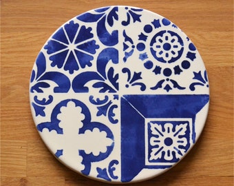 Podstawka, ceramiczna, półmisek, deska do serów, malowana ręcznie, portugalskie płytki