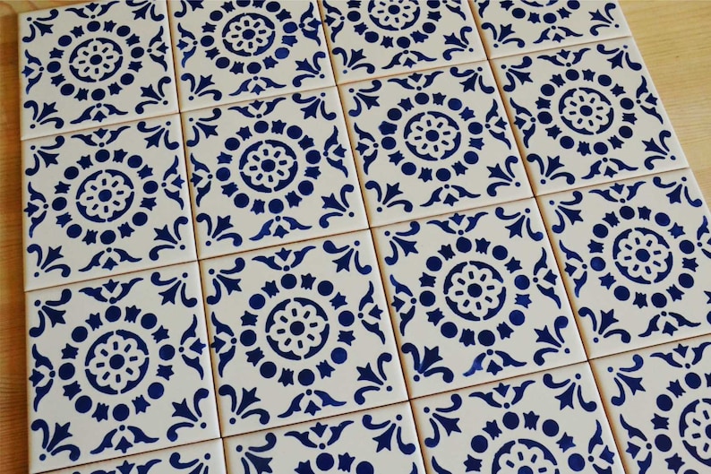 Portuguese Tiles, handpainted, wall decor, kitchen backsplash, Cobalt Blue image 3