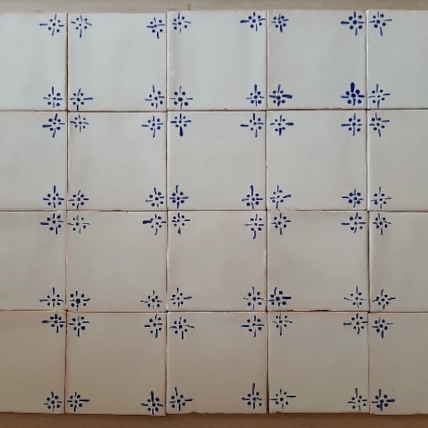 Handbeschilderde Portugese tegels, blauwe decoratieve achterwand (verpakking van 20)