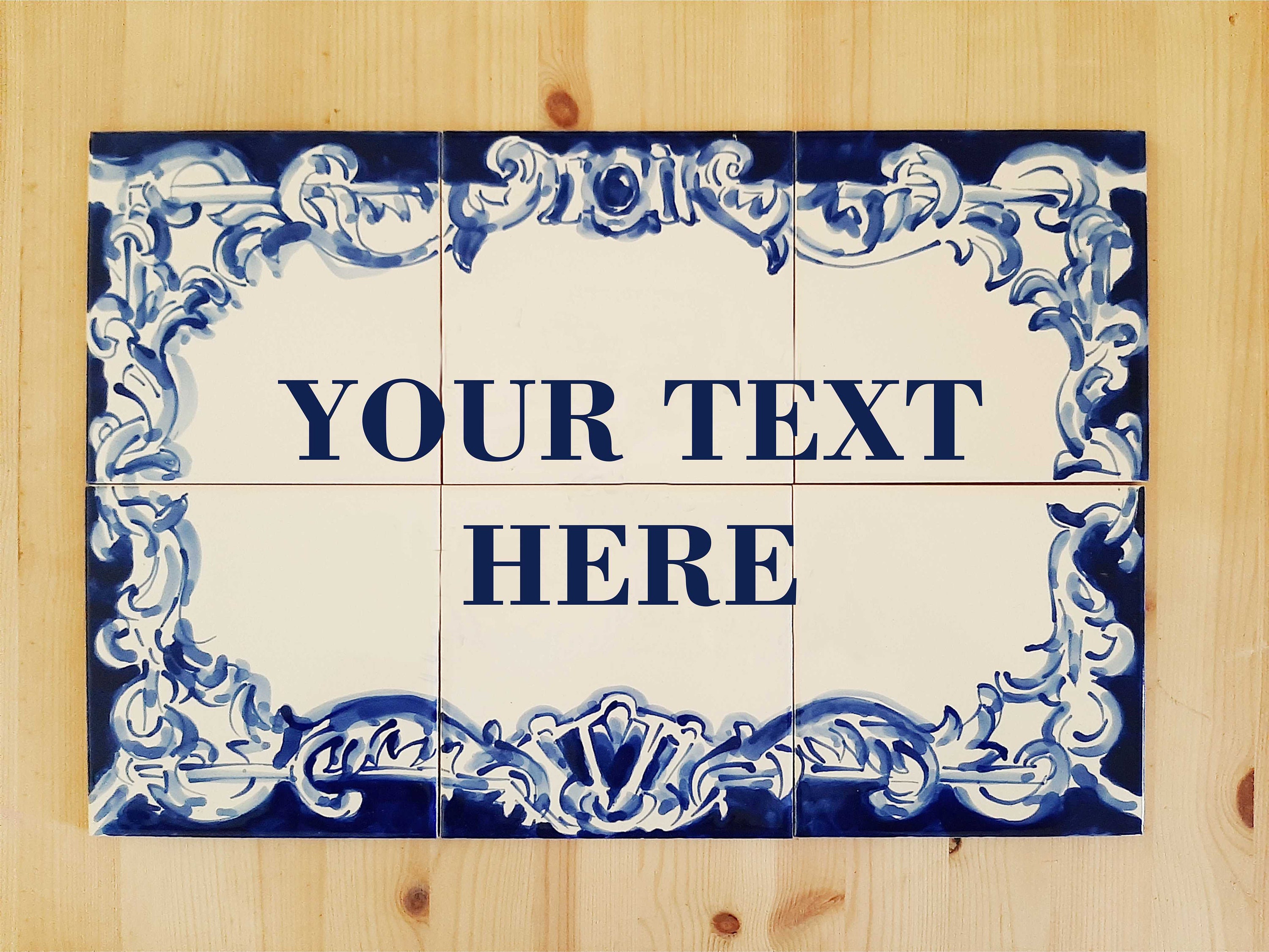 Custom House Address Tile Mural, Portuguese Tiles Handpainted, in Blue ...