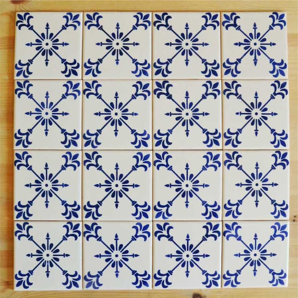 Portuguese Tiles, handpainted, wall decor, kitchen backsplash, Cobalt Blue