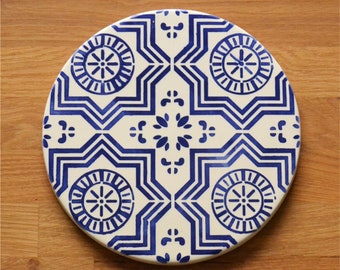 Ceramic Trivet , Serving Platter, Cheese Board, hand painted, portuguese tiles