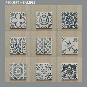 Request a sample, wall decor, portuguese pattern tiles, warm grey