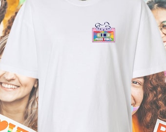 Pride Vibes Cassette Cropped Shirt | Retro Rainbow Pride Tee | LGBTQ+ Music Graphic Shirt | Pride Month Apparel