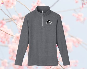 LADIES Warm Embroidered Quarter-Zip Printed Full Color Custom Quarter Zip Sweatshirt, Heat Seal Text Logo Quarter Zip Sweatshirt, Zip Logos