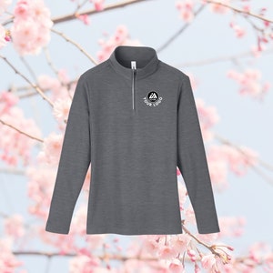 LADIES Warm Embroidered Quarter-Zip Printed Full Color Custom Quarter Zip Sweatshirt, Heat Seal Text Logo Quarter Zip Sweatshirt, Zip Logos