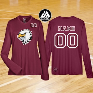 Camisetas femininas personalizadas de aquecimento de basquete, manga comprida, gola em V, camisetas esportivas, camisa personalizada de poliéster, camiseta fitness, camiseta esportiva personalizada
