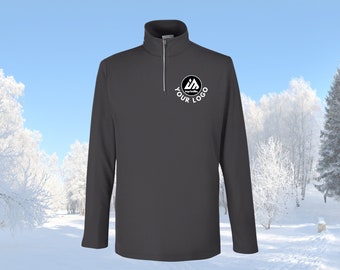 MENS embroidered quarter zip Warm Embroidered Quarter-Zip Printed Full Color Custom Quarter Zip Sweatshirt, Logo Sweatshirt Logos EMB