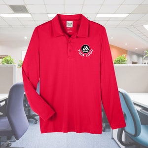 Long Sleeve Polo Shirts with Full Color Custom Print - Performance Sport Shirt - Graphics - Sports Fabric - Moisture-Wicking Graphic Polos
