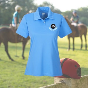 LADIES Custom Polo Shirt Full Color Women's Polo Shirt - Performance Sport Graphic Polo Shirts Performance Fabric Women's Poly Shirt Logo