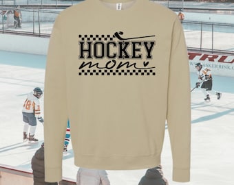 Hockey Mom Sweatshirt • Vintage Hockey Mom Crewneck • Checkerboard Hockey Mama Shirt • Ice Rink Game Day Sweater • Hockey Mom Gift