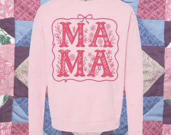 Mama Floral Sweatshirt | Cute Pink Motherhood Crewneck