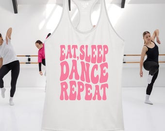 Eat Sleep Dance Repeat Tank Top | Dance Racerback Tank | Cute Pink Dance Practice Shirt for Dancers