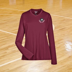 Dames custom polyester basketbal T-shirt lange mouw V-hals sport T-shirt Custom poly shirt fitness T-yoga tshirt op maat sport-T-shirt