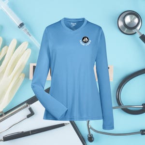 Senhoras Personalizadas Poliéster Performance Camisa Manga Longa V Gola Esporte Camiseta Personalizada Poli Camisa, camiseta macia Esporte Personalizado Camiseta Personalizada