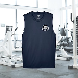Camiseta esportiva personalizada de poliéster para exercícios, sem mangas, camiseta fitness personalizada, camiseta esportiva com impressão personalizada