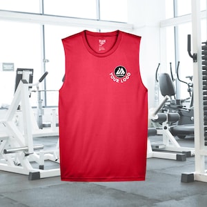 Op maat gemaakt polyester mouwloos spiershirt sport-T-shirt Custom fitnessshirt Custom tshirt sportshirt Gepersonaliseerde bedrukking T-shirt