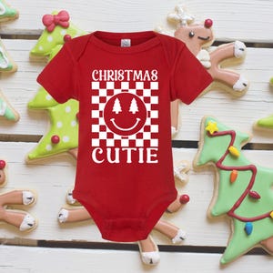 Christmas Cutie Baby Bodysuit – Red Holiday Onesie, Baby’s First Christmas Outfit, Festive Infant Christmas Clothes