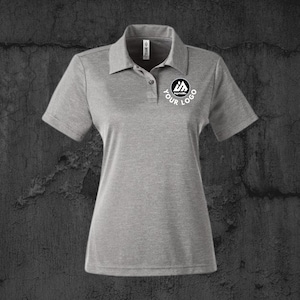 Polo de mujer con logo personalizado, color jaspeado / Estampado en el pecho izquierdo / Camisa de uniforme de trabajo / Polo de alto rendimiento que absorbe la humedad