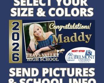 Custom Graduation Banner – Class of 2026 Banner – Personalized Senior Party Decorations – Congrats Grad Banner High School College Backdrop