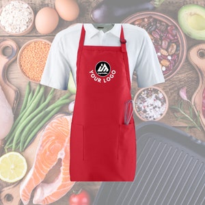 Custom Cooking Apron Logo Personalized Apron with pockets, Mens Aprons, Womens Apron, Custom Text Apron, Logo Apron, Personalized Apron cook
