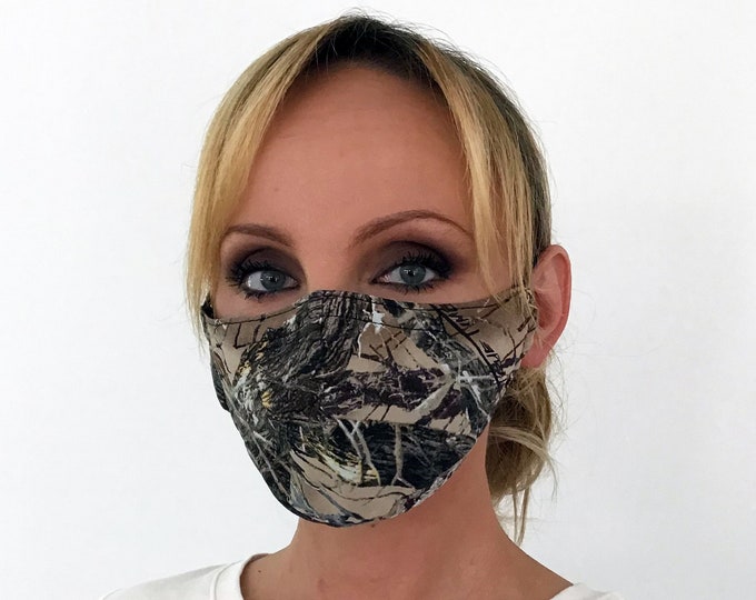 Realtree Camo Face Mask For Women - TrueTimber MC2 Brown - Handmade - Filter Pocket