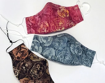 Floral Face Mask Collection - Roses Face Masks - 3 Layer Washable with Filter Pocket and Nose Wire
