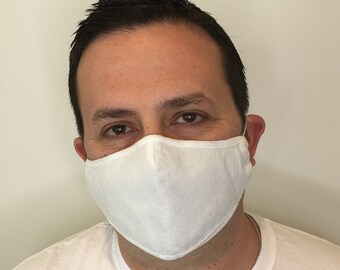 White Face Mask For Men - Filter Pocket - Washable - Premium Handmade Face Mask