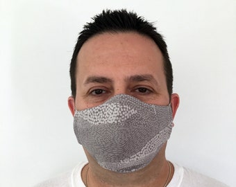 Light Gray Face Mask For Men - Earth Taupe - Handmade - Filter Pocket