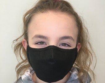 Premium Face Mask For Kids Black - Polypropylene Face Mask For Child - Filter Pocket - Triple Layer - Washable