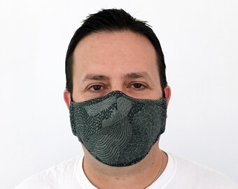 Olive Green Face Mask For Men - Filter Pocket - Washable - Premium Handmade Face Mask