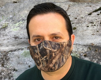 Camo Face Mask For Men - True Timber Conceal Brown - Handmade - Filter Pocket