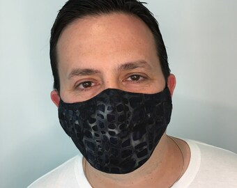 Mosaic Charcoal Face Mask For Men - Filter Pocket - Washable - Premium Handmade Face Mask