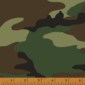 Woodland Green Camo Cotton Fabric, Green Camouflage 36383-1 Whistler Studios/Windham Fabrics