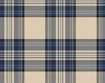 Dad Plaids, Emanuel Cream Blue Plaid, Cotton Woven, 51867-5, Whistler Studios/Windham Fabrics