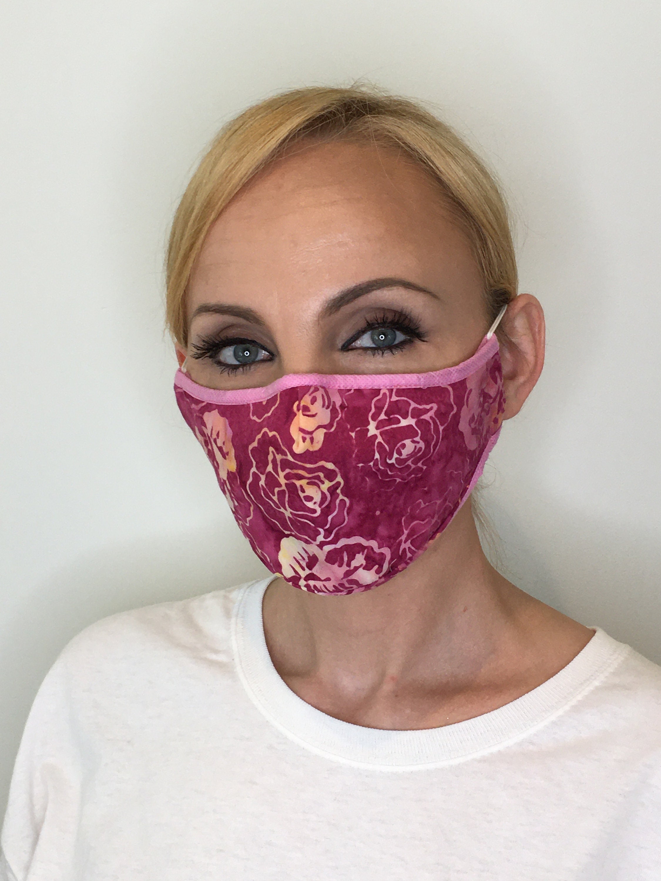 Roses Face Mask For Women Pink Premium Triple Layer Reusablewashable