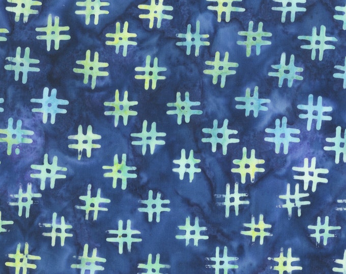 Anthology Batik Fabric, Denim Blue # Hashtags Fabric, QE3 Miniatures: 412Q-4 Denim, Anthology Fabrics Quilt Essentials Batiks