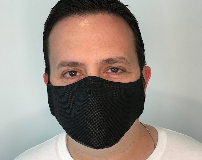 Black Face Mask For Men - Polypropylene Face Mask Filter Pocket - Washable - Handmade Face Mask