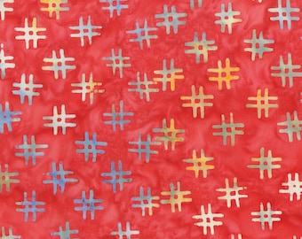 Anthology Batik Fabric, Red # Hashtags Fabric, QE3 Miniatures: 412Q-1 Apple, Anthology Fabrics Quilt Essentials Batiks