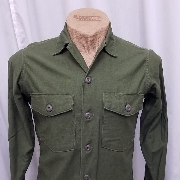 Vtg Vietnam 1968 OG 107 Military Button Up Uniform Shirt / US Army / Militaria / True Vintage / U.S. Army Top / Authentic Military Gear