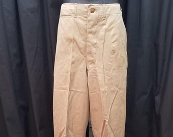 1960s US Army Military Cotton Twill Khaki Work Pants | Vintage