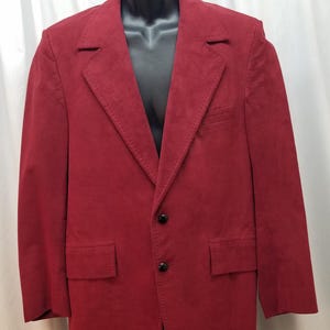 ヴィンテージ 70年代 ゴールデンハウス ベント バーガンディ ベルベット スポーツコート ブレザー ジャケット、43。下記寸法