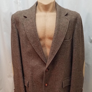 VTG 70-tals Pendletonkavaj Brun ull, tweed, mocka, armbågslappar, western herrkavaj, sportjacka, 46 lång, mått nedan