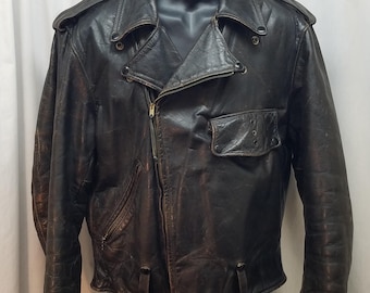 Large Vintage 90s GAP A-2 Style Bomber Black Leather Jacket