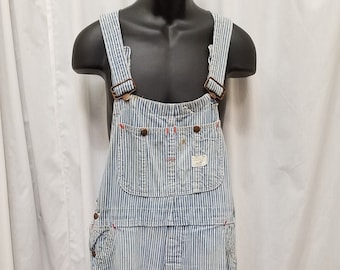 Vintage Overalls Coveralls Retro 1950s Penneys Big Mac Sanforized Square Bak Union Made Cotton Denim Workwear Rancher, Waist 36