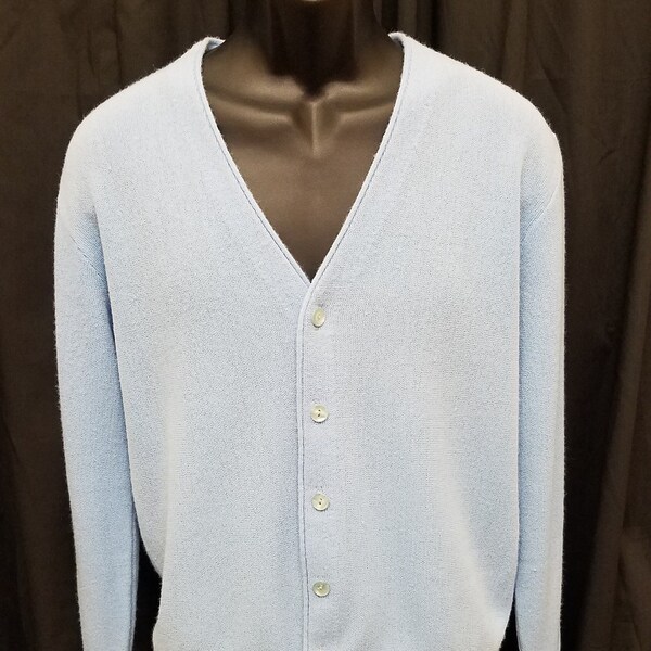 Jantzen acrylic knit cardigan, made in the USA, men's size M unclear pale white type Vintage Second Hand main image 1