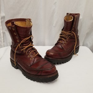 Vintage 1950 Wolverine dreifach gegerbt Shell Horsehide Brown Du-Flex Herren Schnürstiefel Größe 11 SELTEN