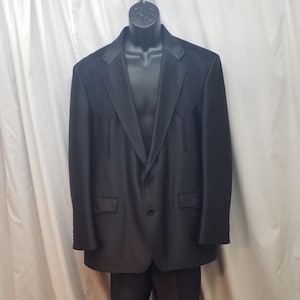 Vintage 1980s Circle S Black Shiny Striped 2 Piece Western Rancher